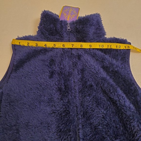 NWT Emily Stacy Womens Missy Fleece Blue Zip Up Teddy Vest w/Pockets - M - Picture 9 of 14